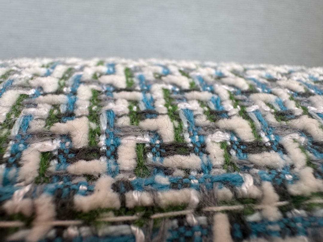 blocco ツイードオットマン 青と緑と白のツイード