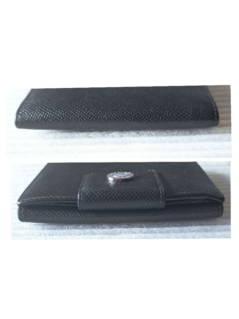 BVLGARI Wホックコンパクトウォレット 折り財布 ブラックレザー