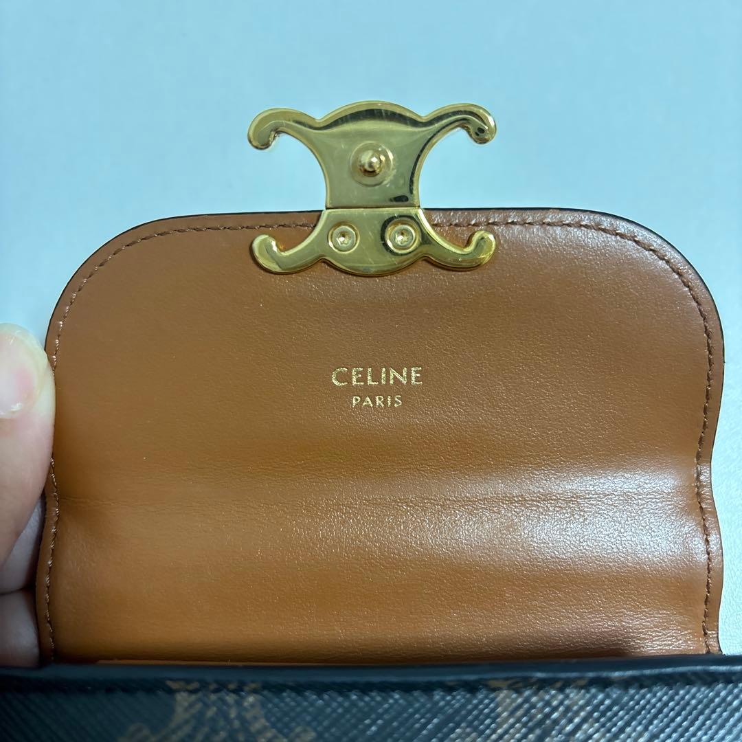 セリーヌ 三つ折り財布 総柄 トリオンフ スモールフラップウォレット 黒