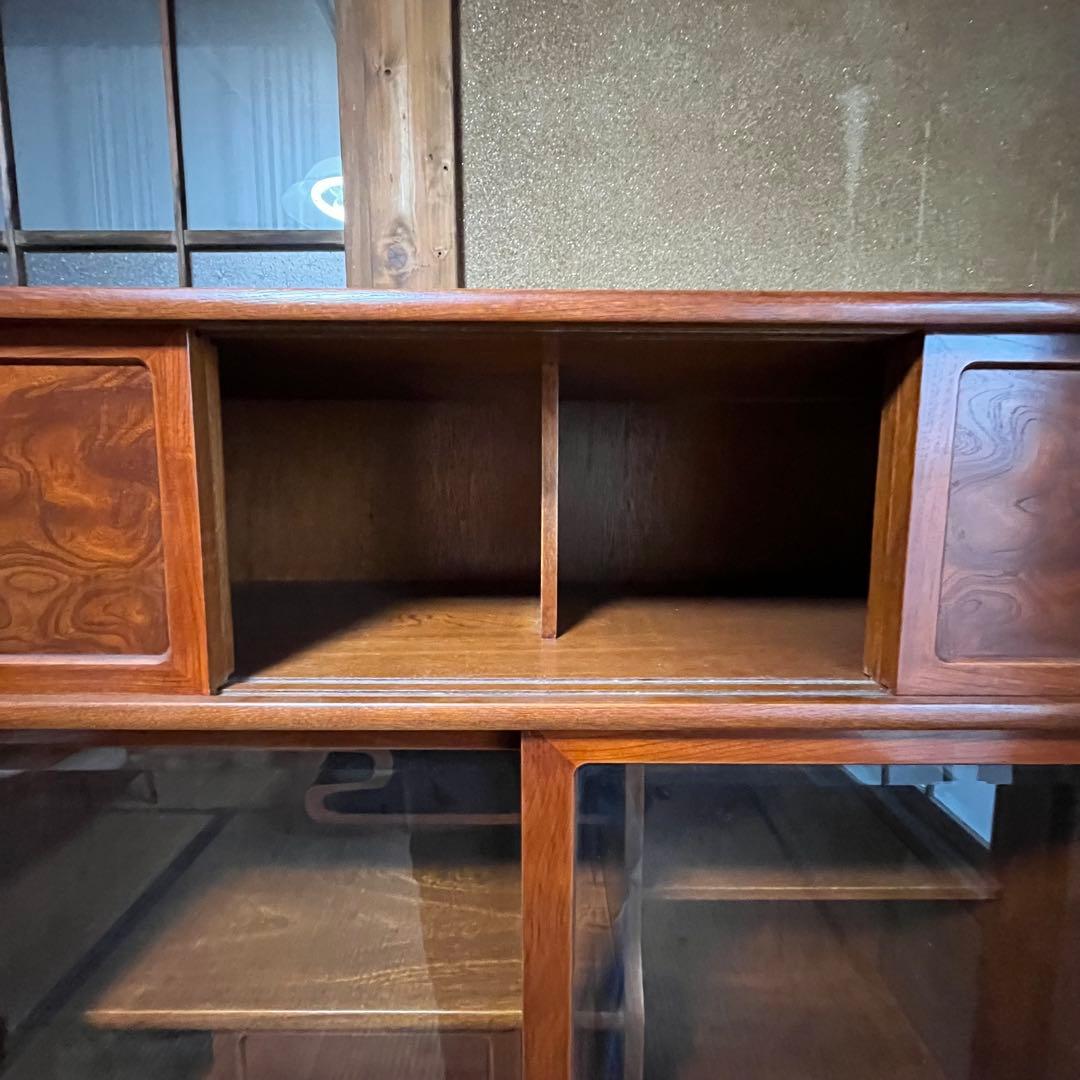 昭和レトロ 木製 茶箪笥 水屋箪笥 ガラス戸