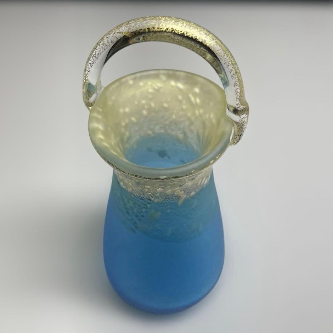 現代ガラス芸術界の巨匠『黒木国昭』作金彩象嵌ガラス花器『光琳金彩手付』