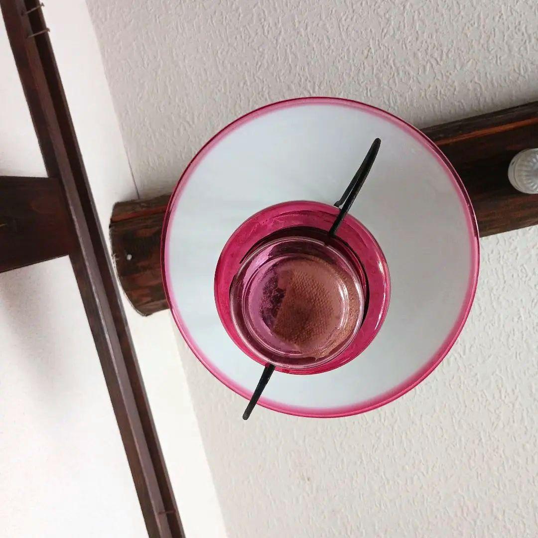 アンティーク吊りオイルランプ　　　ピンクレッド