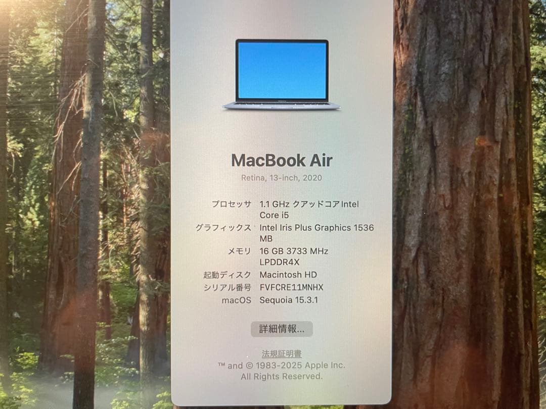 MacBook本体 Apple MacBook Air 2020 i5