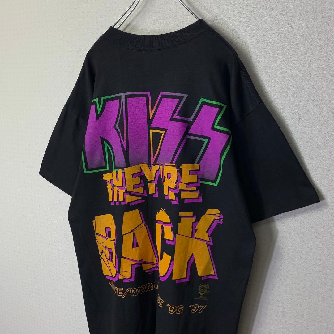 90s KISS Tシャツ L USA製 ブラック ワールドツアー 96-97