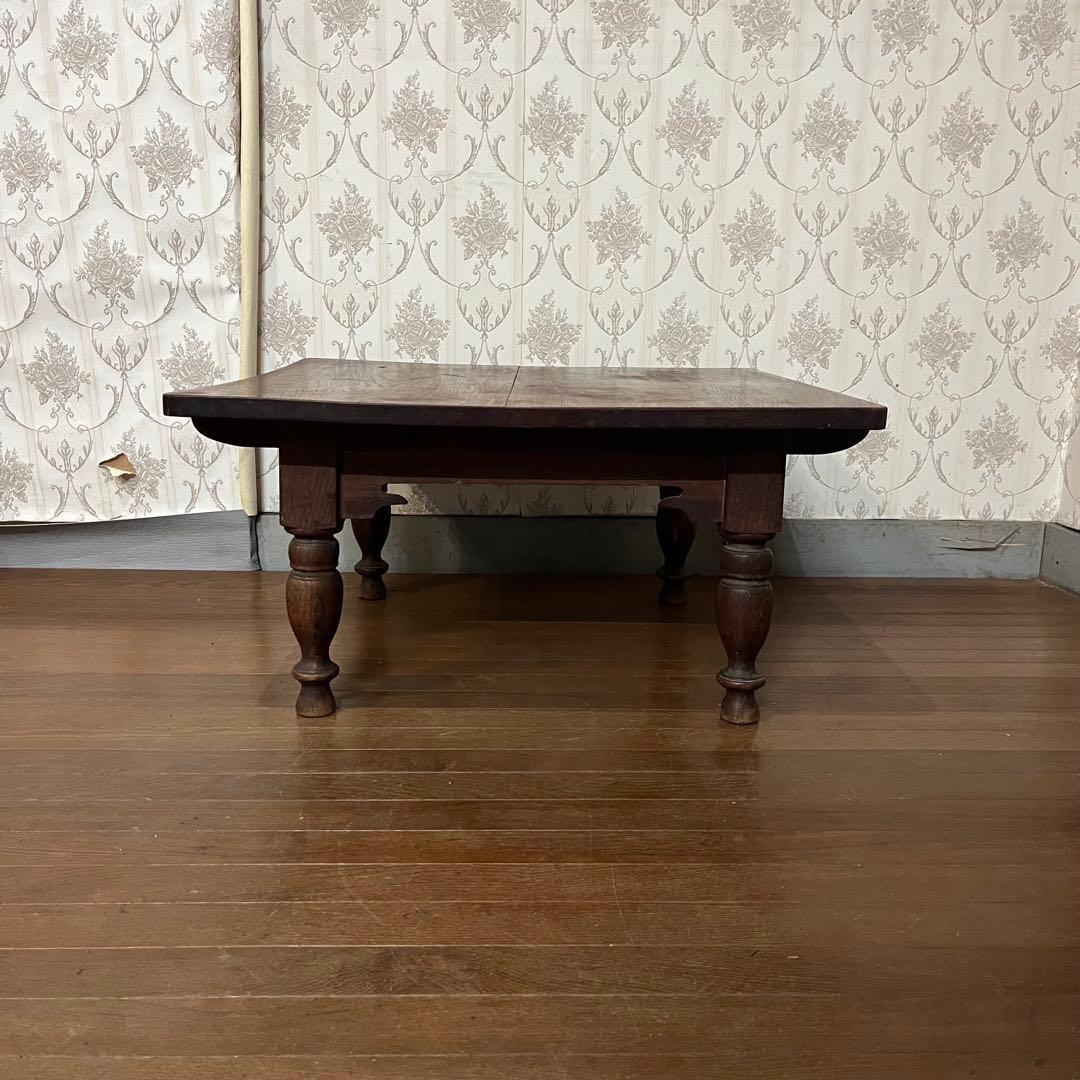 【アンティーク】昭和レトロ 木製 ろくろ脚 ローテーブル 文机 座卓 古道具