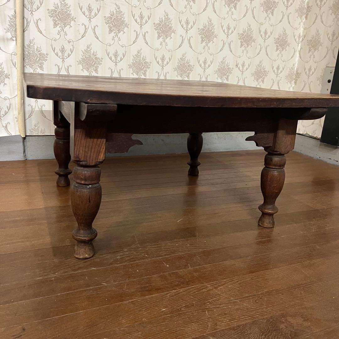 【アンティーク】昭和レトロ 木製 ろくろ脚 ローテーブル 文机 座卓 古道具