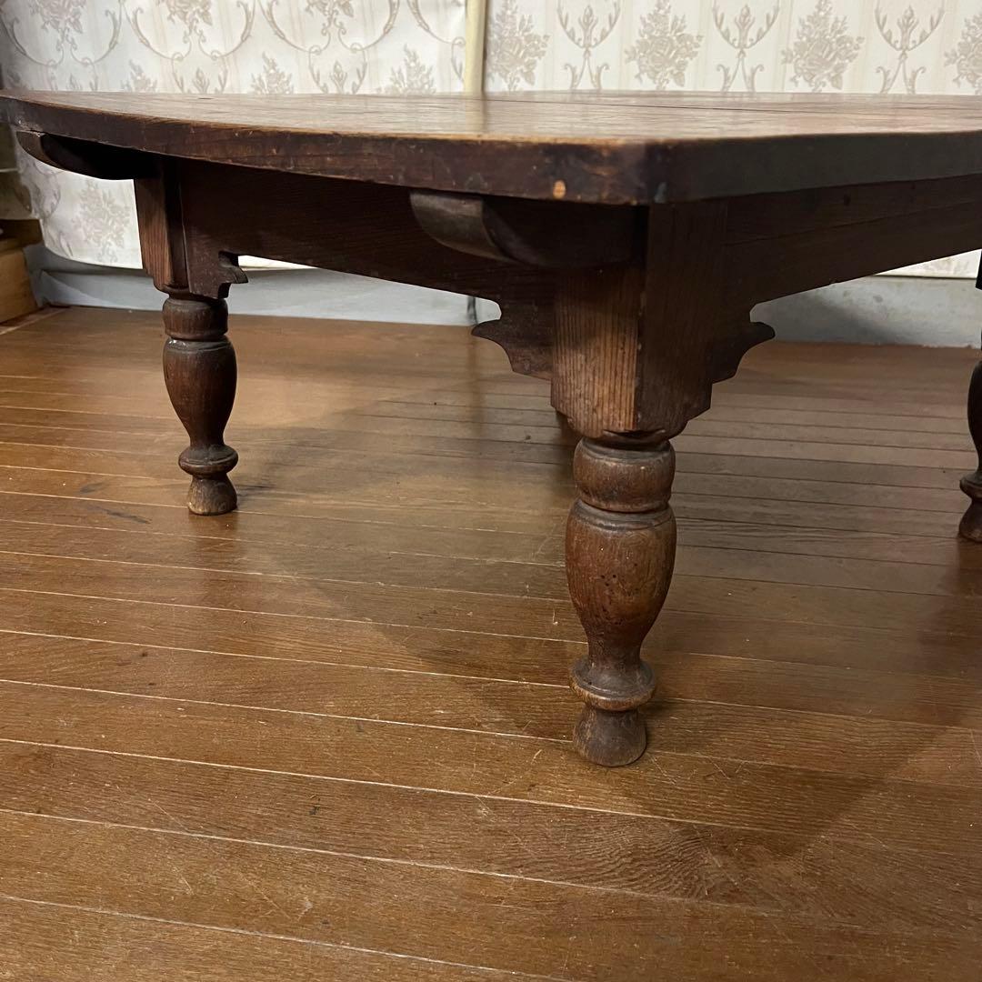 【アンティーク】昭和レトロ 木製 ろくろ脚 ローテーブル 文机 座卓 古道具