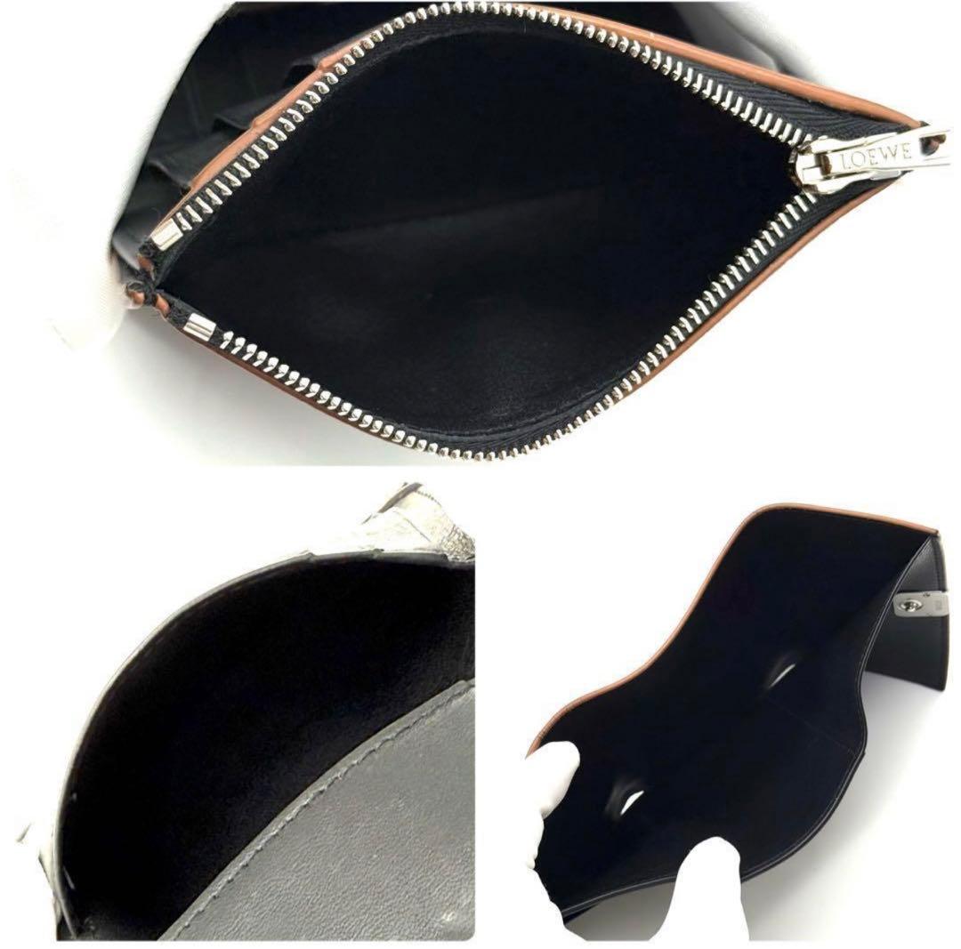 使用わずか　ロエベ アナグラム バーティカル ウォレット ブラック O09