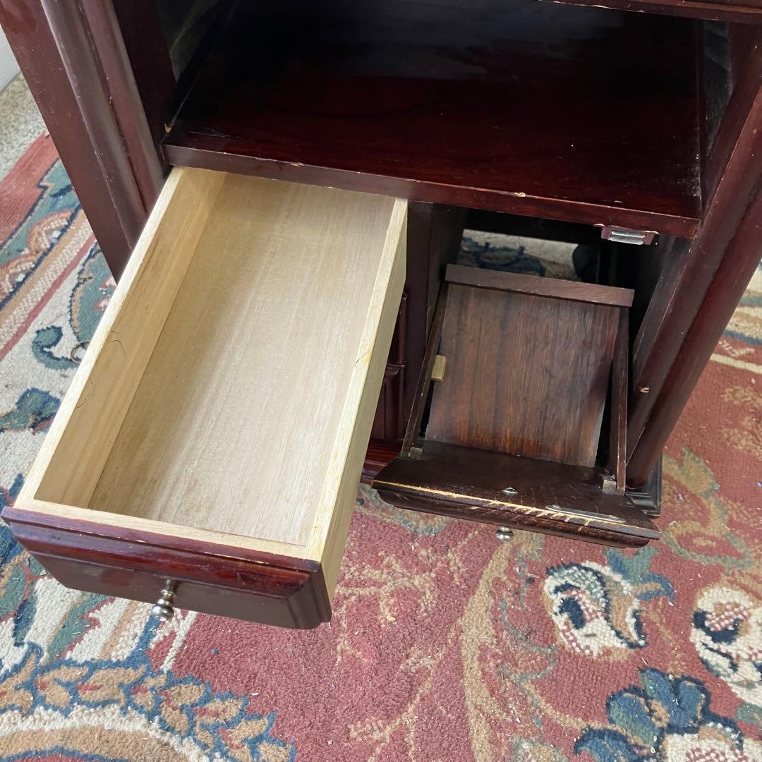 昭和レトロ 多数収納 木製 ナイトテーブル サイドテーブルワゴン キャスター付き