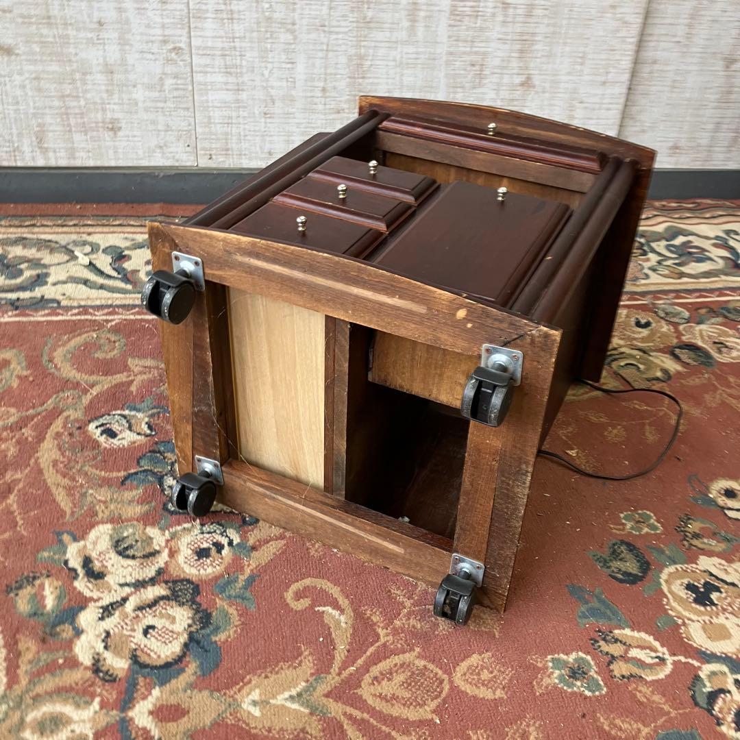 昭和レトロ 多数収納 木製 ナイトテーブル サイドテーブルワゴン キャスター付き