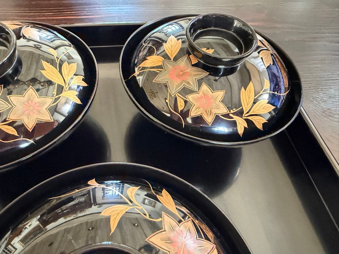 輪島塗（重要無形文化財）高級汁椀　鉄仙図　 3客