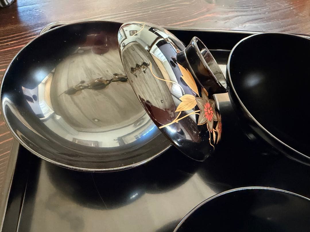 輪島塗（重要無形文化財）高級汁椀　鉄仙図　 3客