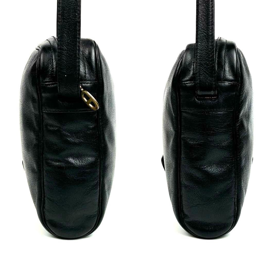 【美品】ディオール　ショルダーバッグ　トロッター　シルバー金具　レザー　ブラック