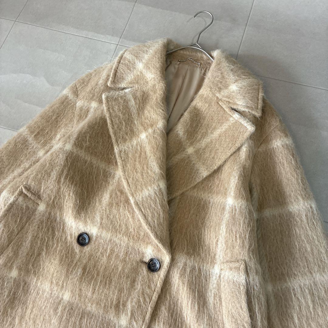 極美品 23区 マンテコ♡アルパカ ウール シャギー チェスターコート チェック