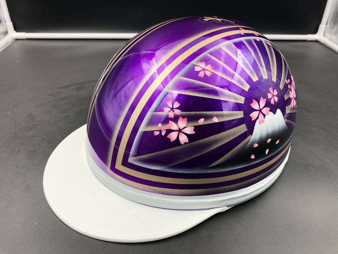 コルク半　カスタム　富士日章　三つボタン　パープルゴールド　ラメ　ぼかし　桜