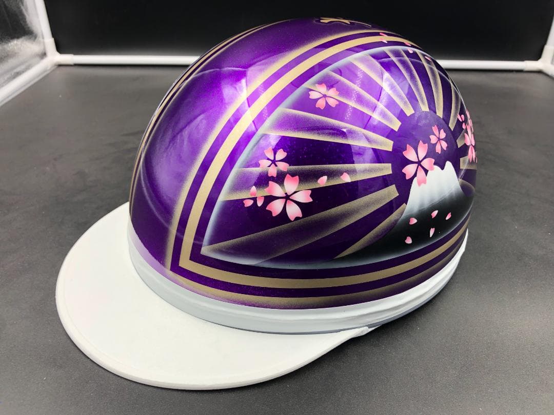 コルク半　カスタム　富士日章　三つボタン　パープルゴールド　ラメ　ぼかし　桜