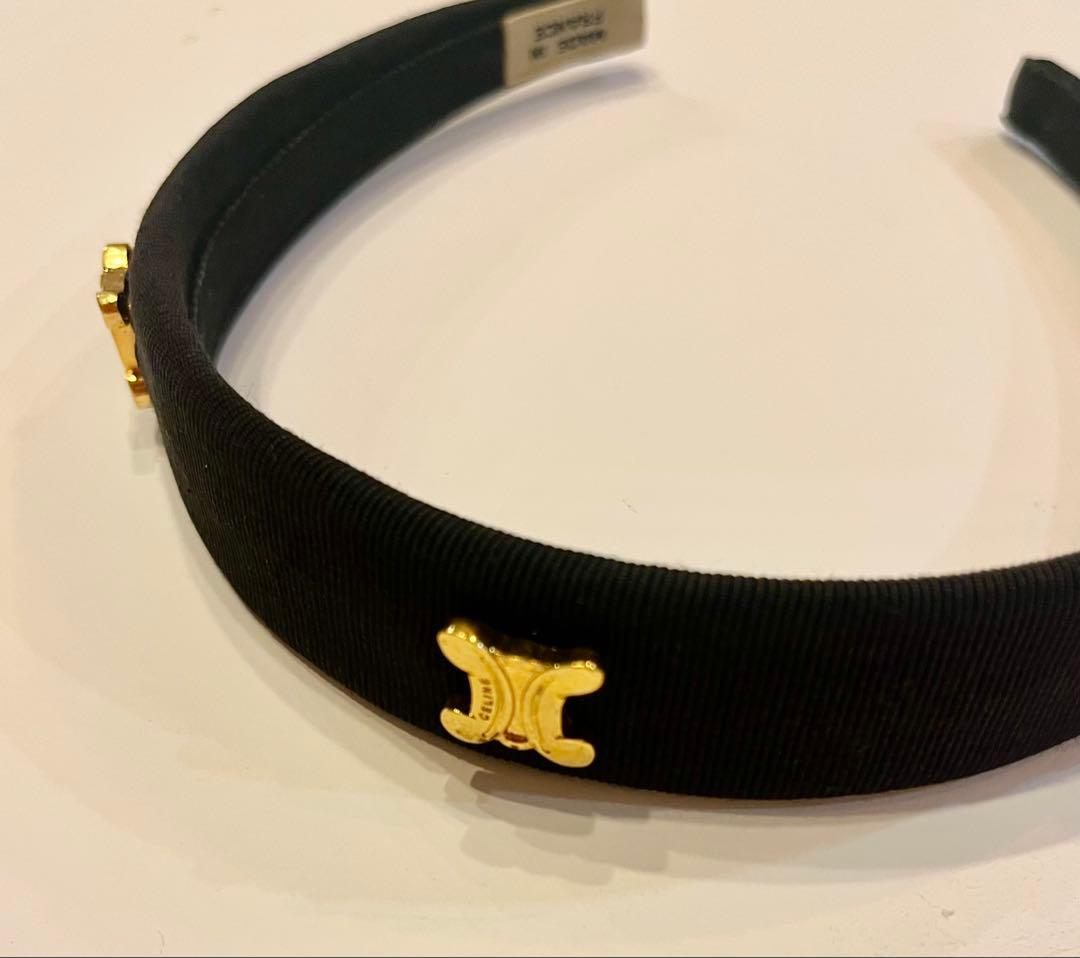 セリーヌ☆カチューシャ　トリオンフ　 ロゴ　リボン　ヘアバンド　ヴィンテージ黒