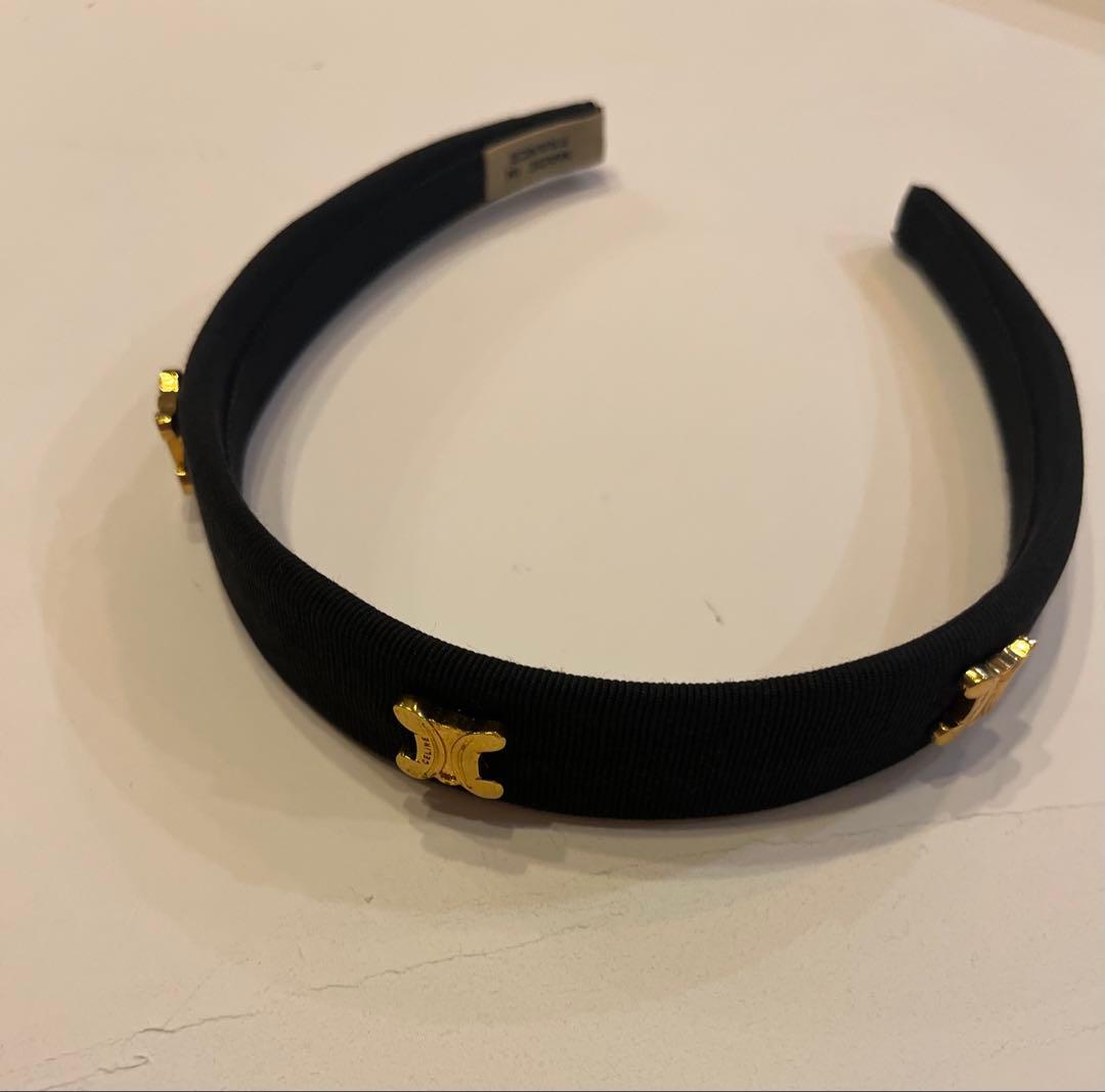 セリーヌ☆カチューシャ　トリオンフ　 ロゴ　リボン　ヘアバンド　ヴィンテージ黒
