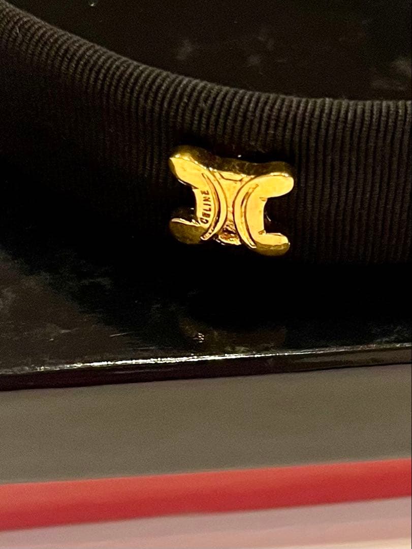 セリーヌ☆カチューシャ　トリオンフ　 ロゴ　リボン　ヘアバンド　ヴィンテージ黒