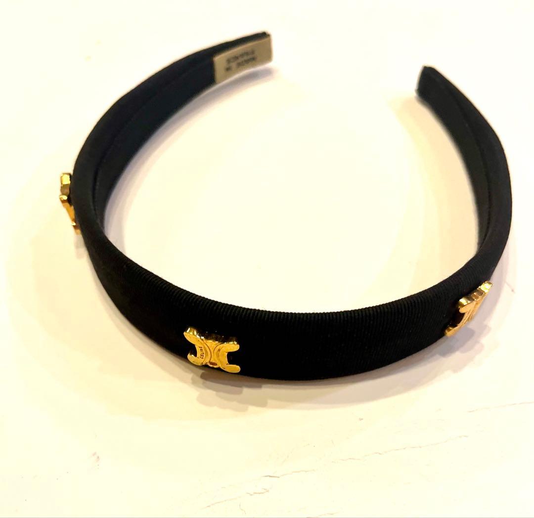 セリーヌ☆カチューシャ　トリオンフ　 ロゴ　リボン　ヘアバンド　ヴィンテージ黒