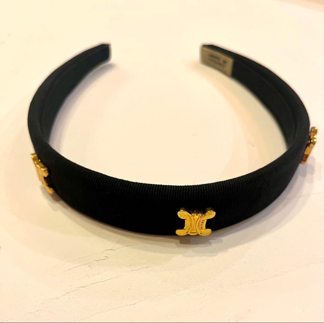 セリーヌ☆カチューシャ　トリオンフ　 ロゴ　リボン　ヘアバンド　ヴィンテージ黒