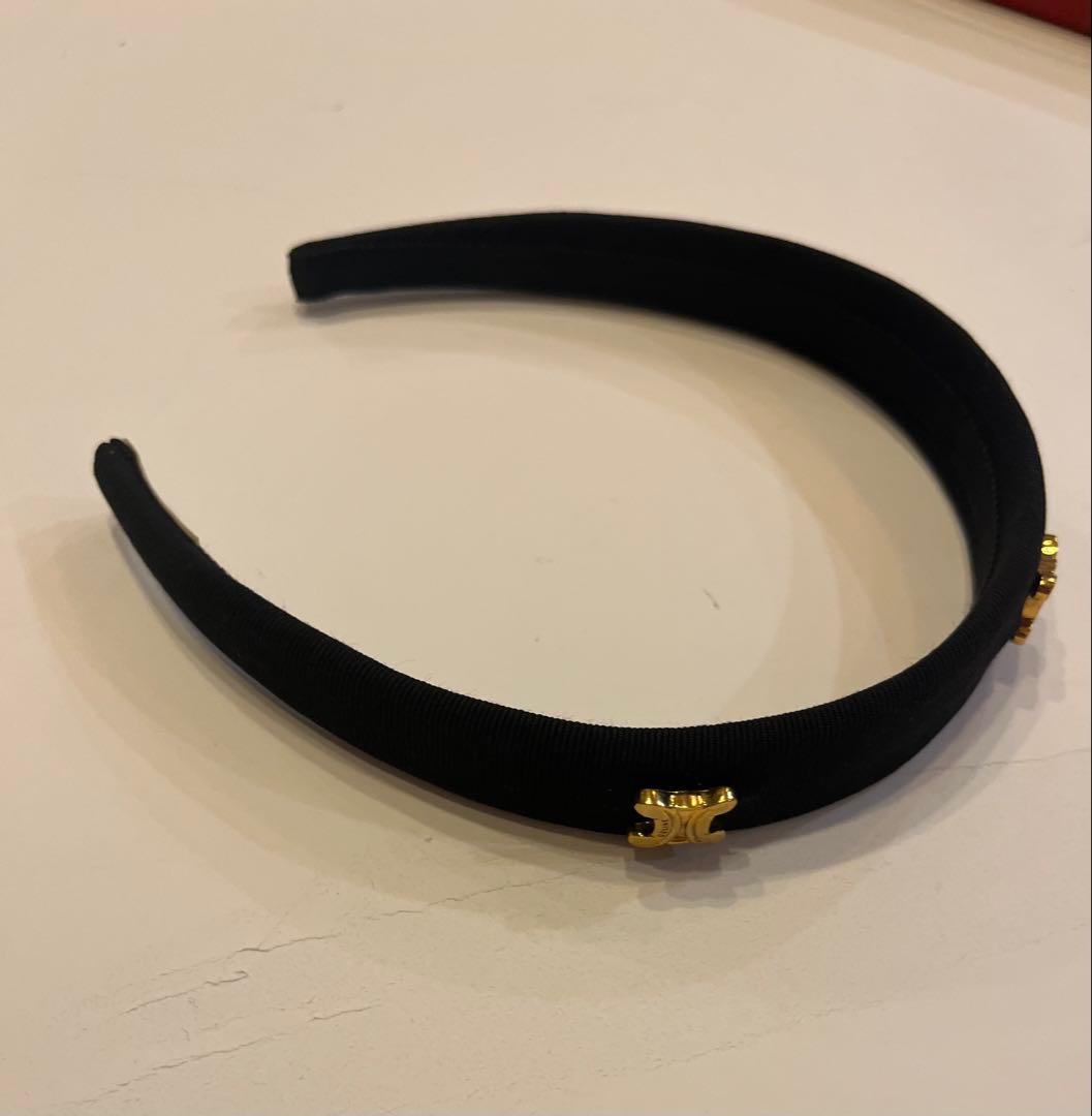 セリーヌ☆カチューシャ　トリオンフ　 ロゴ　リボン　ヘアバンド　ヴィンテージ黒