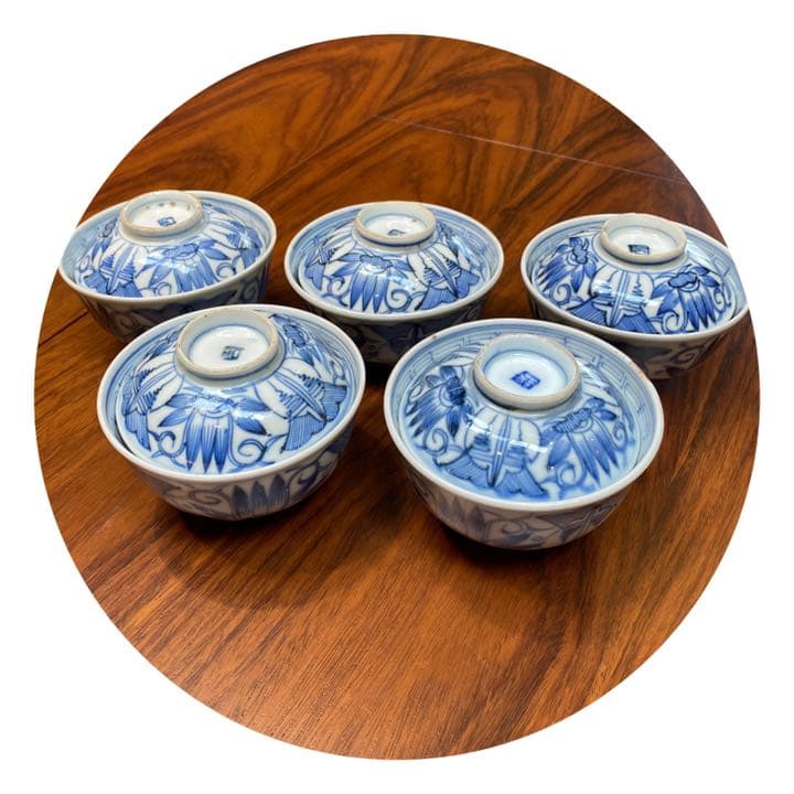 古伊万里　飯茶碗蓋付き　5個セット