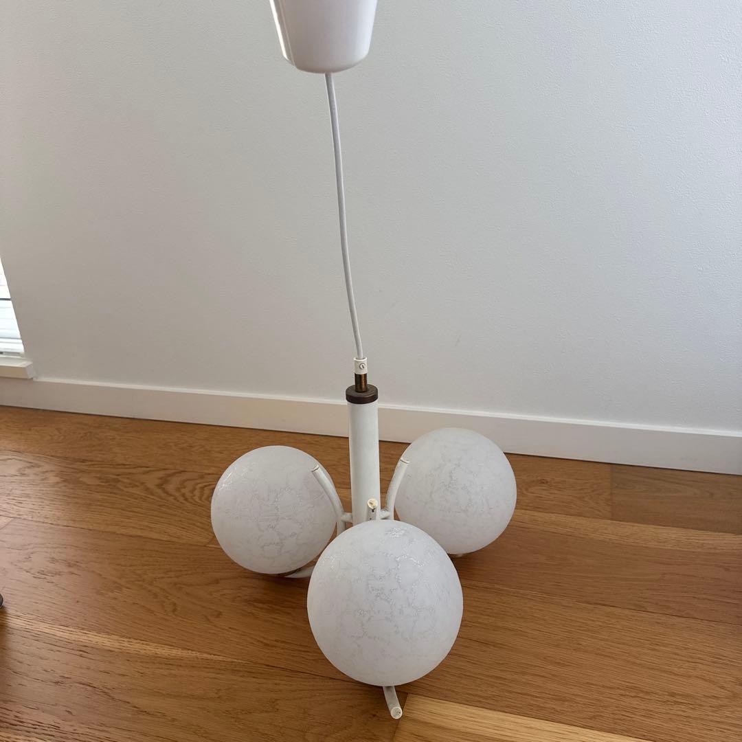 【KRN】ヴィンテージ ガラスシャンデリア 3灯