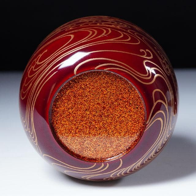 三代 清石（川谷内正廣）波車蒔絵棗　内梨地　共箱　輪島塗　薄茶器　茶道具