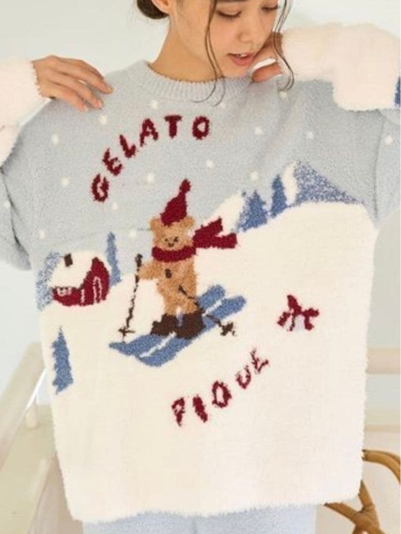 【新品未使用】ジェラートピケ♡スキーベアジャガードプルオーバー ミント