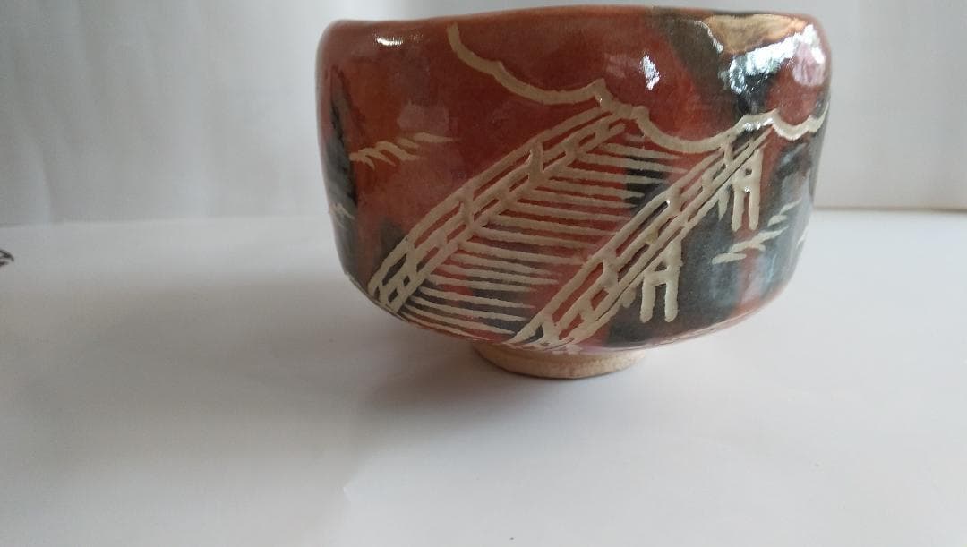楽焼 七世 川崎和楽 勅題茶碗「 橋 」 茶碗 抹茶碗 共箱 共布 茶道具 美品