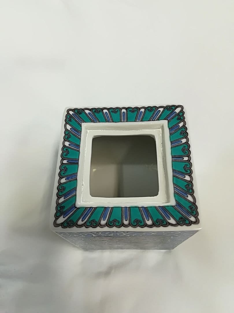 九谷焼 香籠 九谷 花鳥唐草 角香炉 白雅作 新品未使用 レア アンティーク