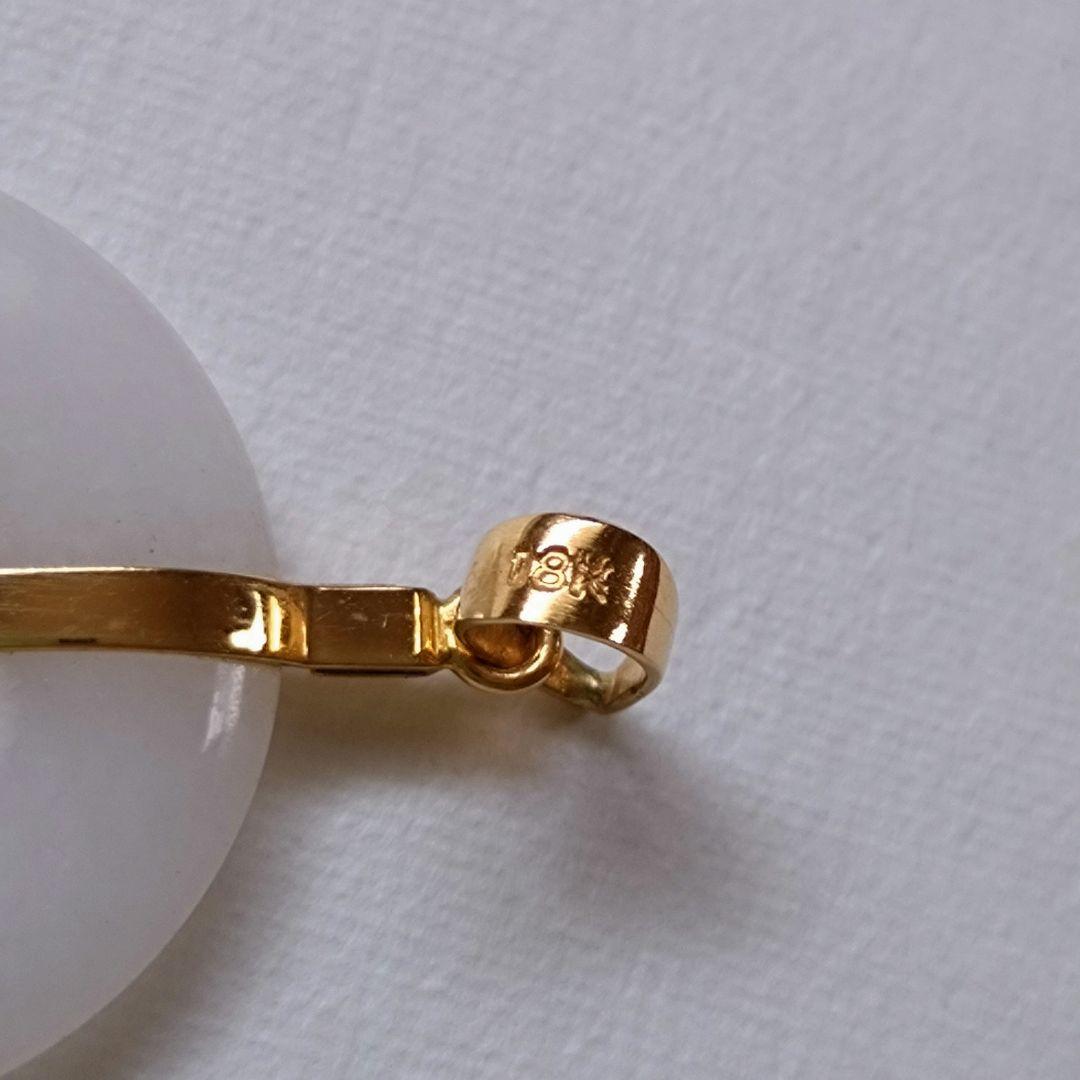 天然ジェイダイト　硬玉　ソーティング付　ドーナツ型ペンダントトップ　刻印18K