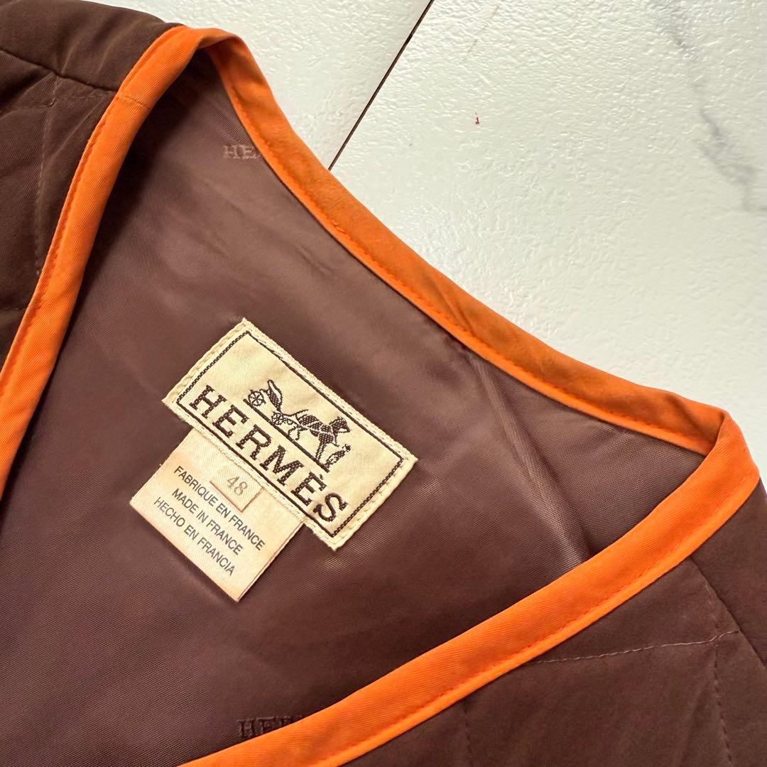 専用　HERMES ヴィンテージ キルティング ベスト ブラウン×オレンジ