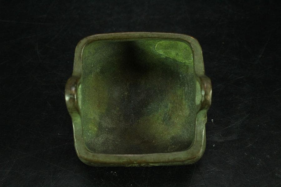 中国美術 古銅 宣徳 四方 香炉 豆香炉 古美術(K-YC538)