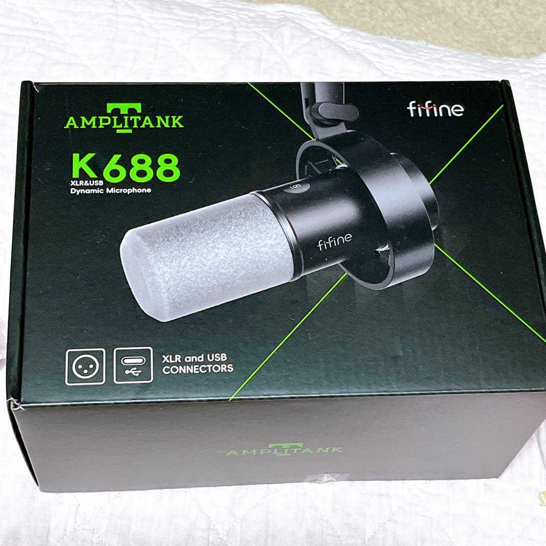 FIFINE ダイナミックポットキャストマイク USB/XLR接続可能 ホワイト