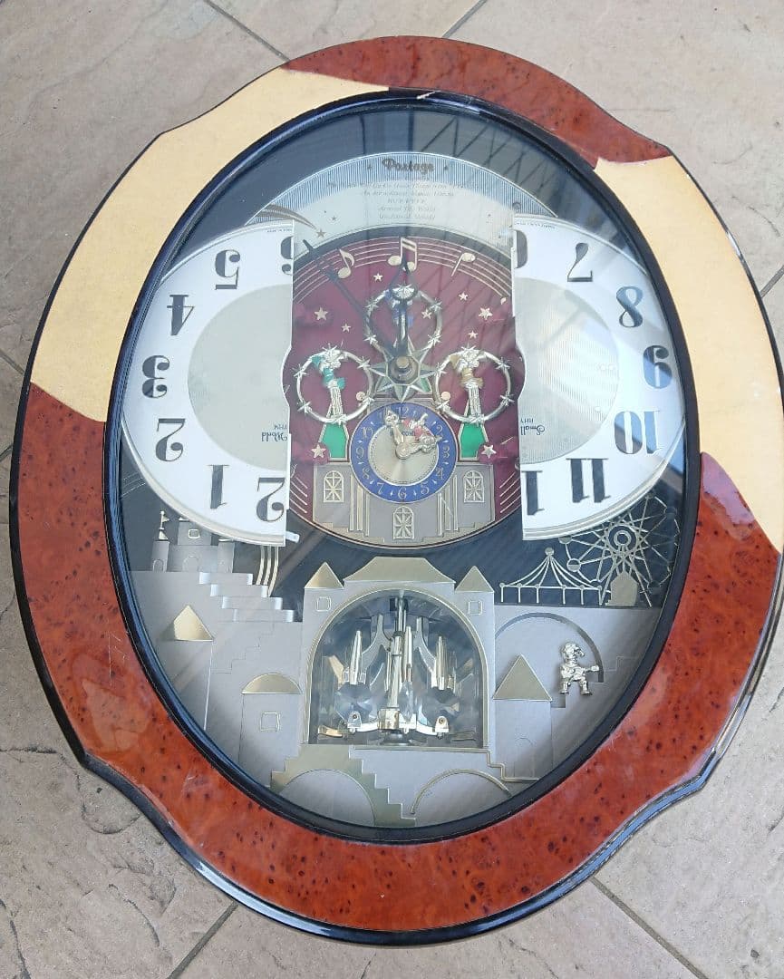 からくり動作 音声確認済 RHYTHM リズム時計スモールワールド からくり時計