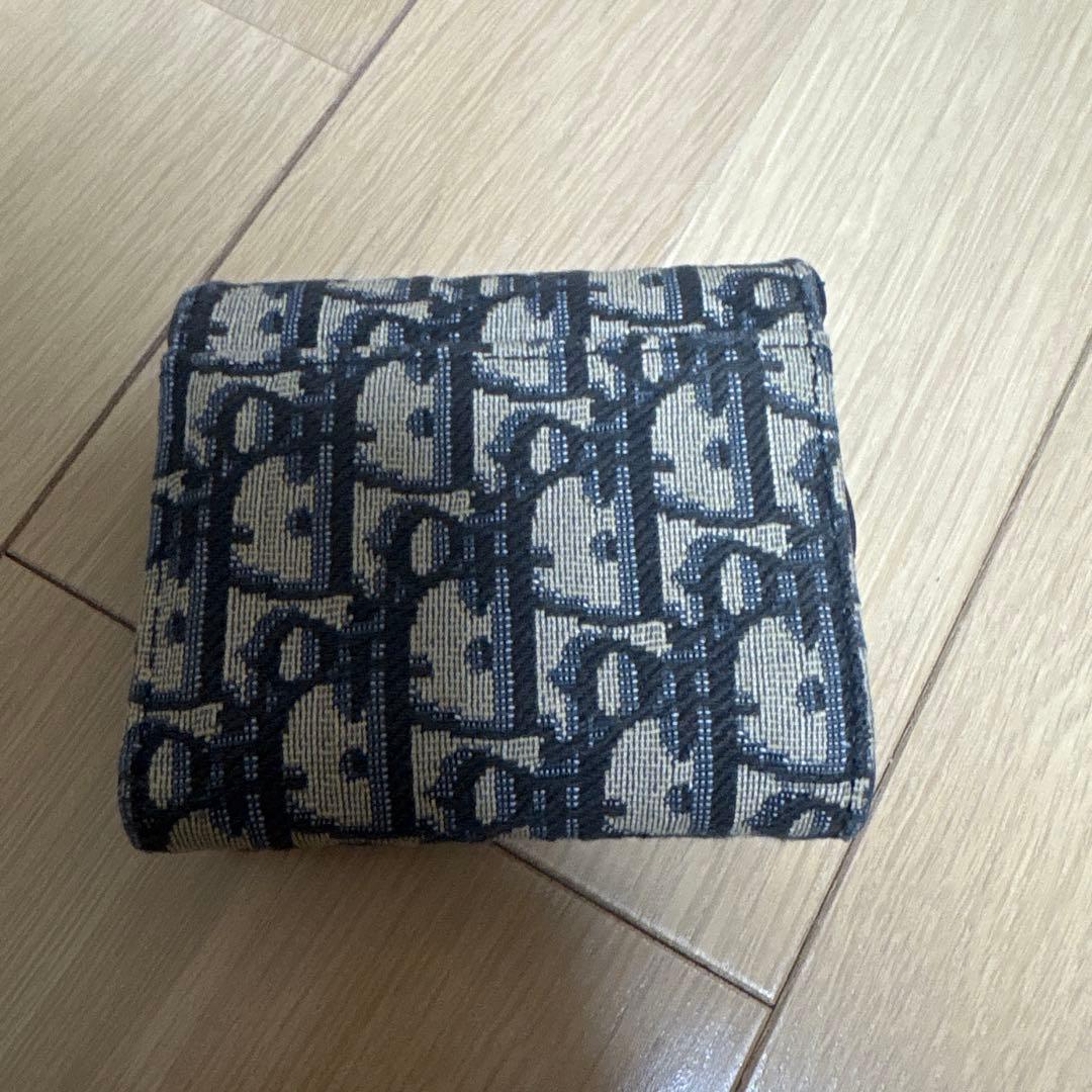 Christian Dior 三つ折り財布 ネイビー/ベージュ