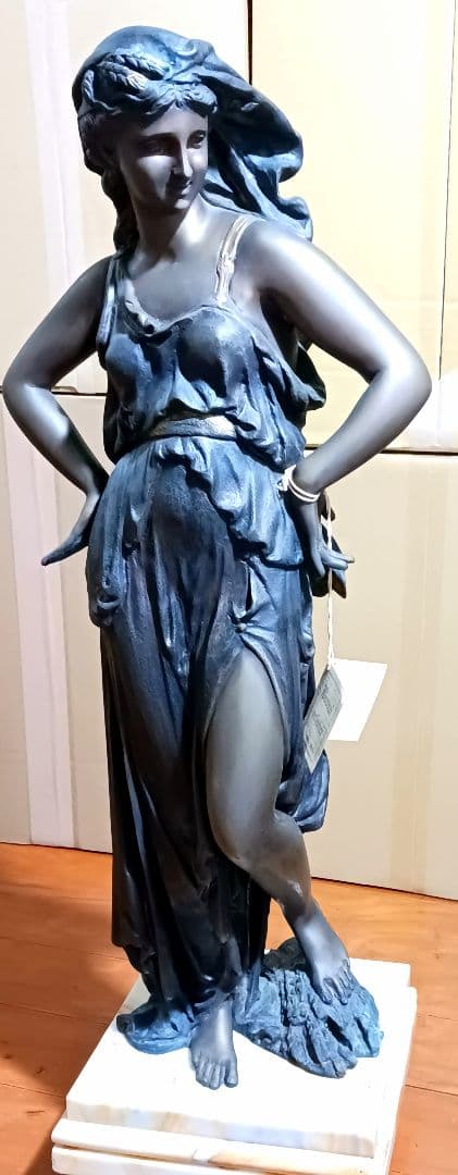 A.de.Luca 手彫り女神像 ブロンズ彫刻 大理石台座 アンティーク