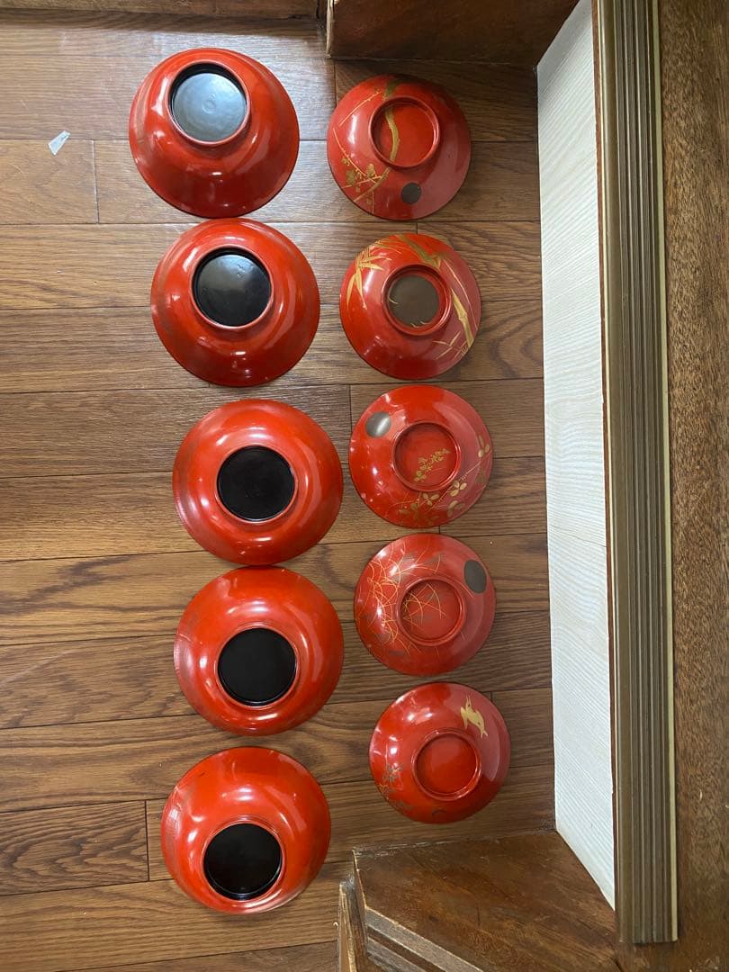 値下げしました　輪島塗　漆器　椀　5客　蒔絵　絵変わり　満月　夜景　三日月　月