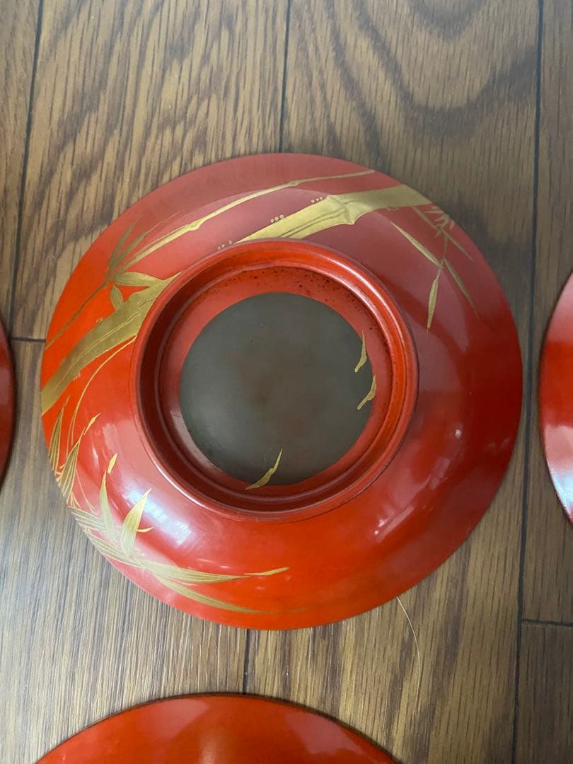 値下げしました　輪島塗　漆器　椀　5客　蒔絵　絵変わり　満月　夜景　三日月　月