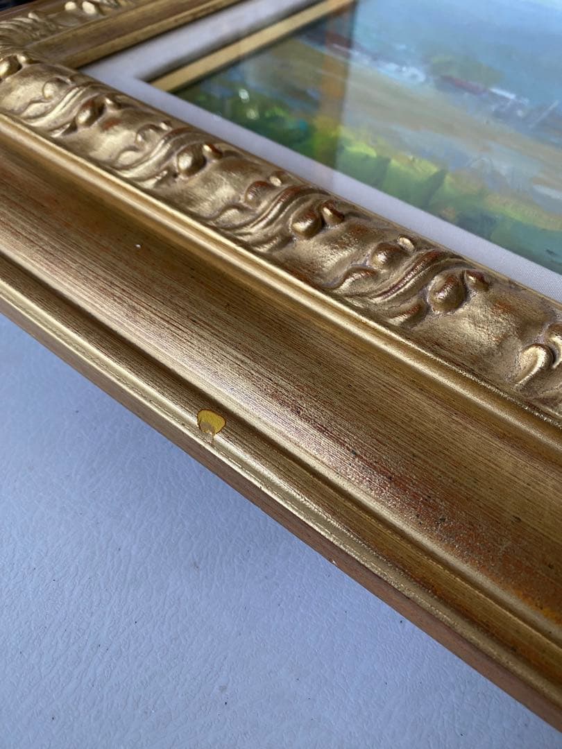 風景画　油絵　絵画　ゴールド装飾油彩額縁　額縁