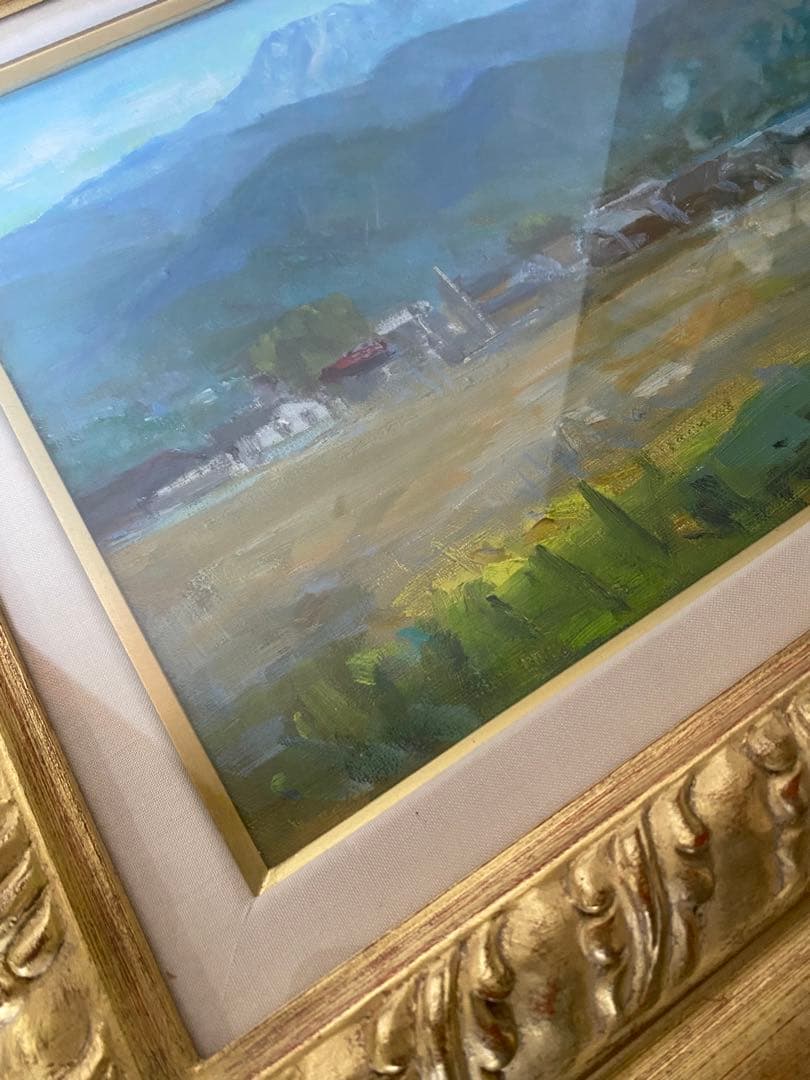 風景画　油絵　絵画　ゴールド装飾油彩額縁　額縁