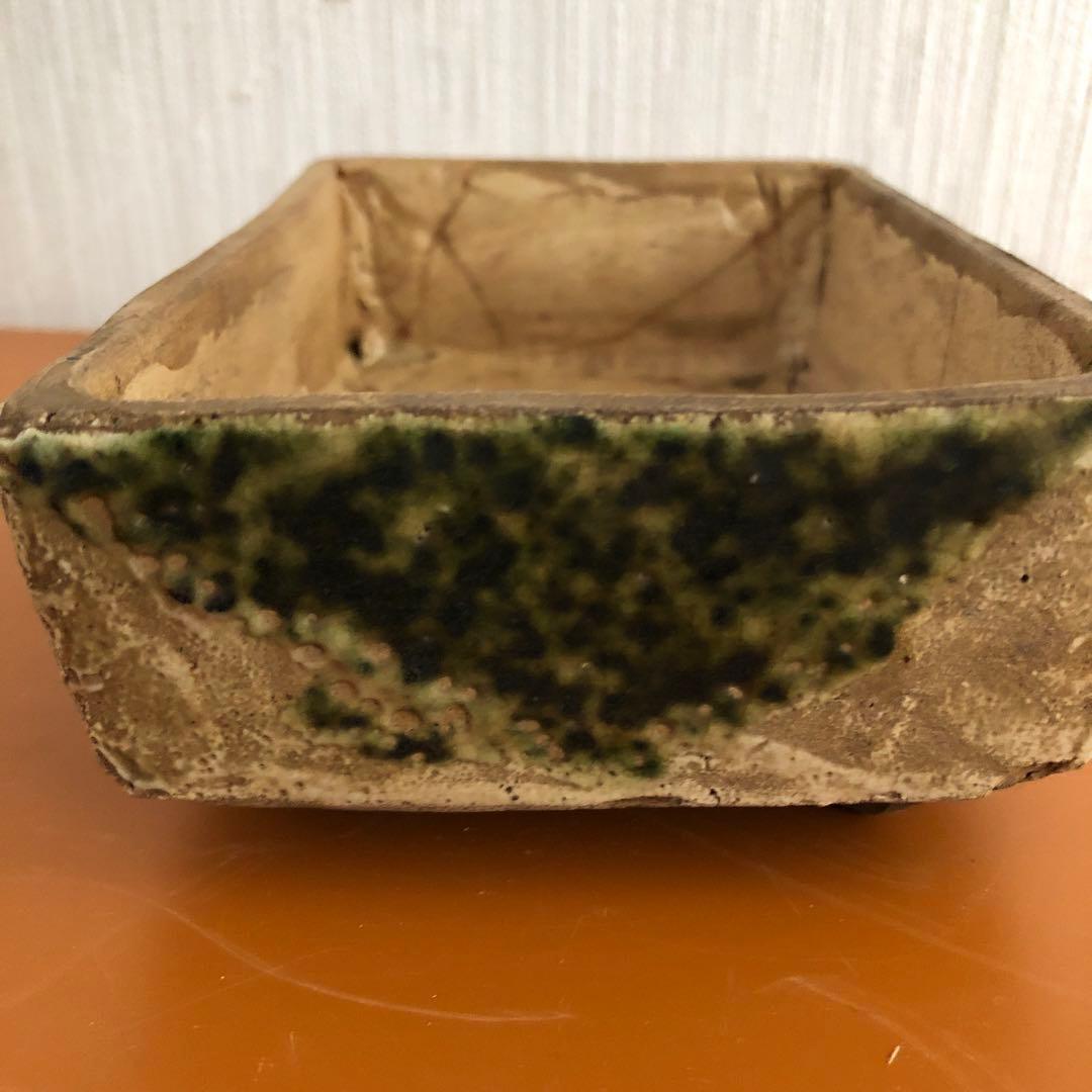 時代織部三つ足蓋物　骨董品