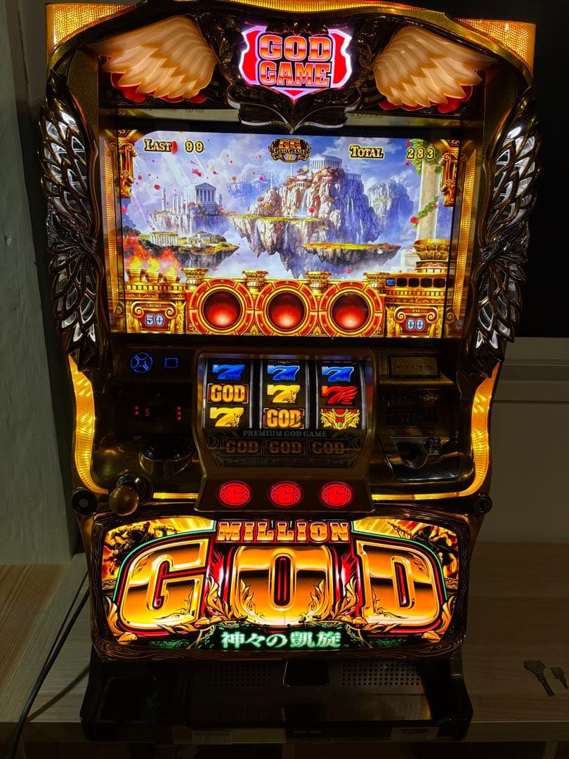 ミリオンゴッド　神々の凱旋　実機　スロット台　不要機付　パチスロ　GOD