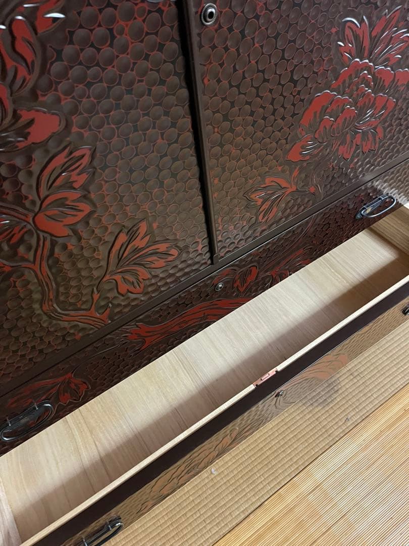 鎌倉彫り　佐藤恵仙作品　桐タンス　和箪笥　着物保管　高級　美品