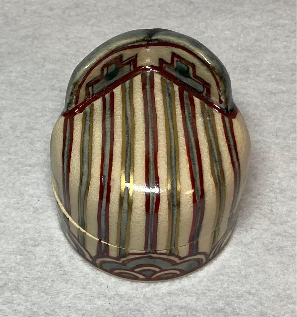 B319h 「絵安南冠○ 香合」清閑寺窯造　共箱　杉田祥平　京都　香道具茶道具