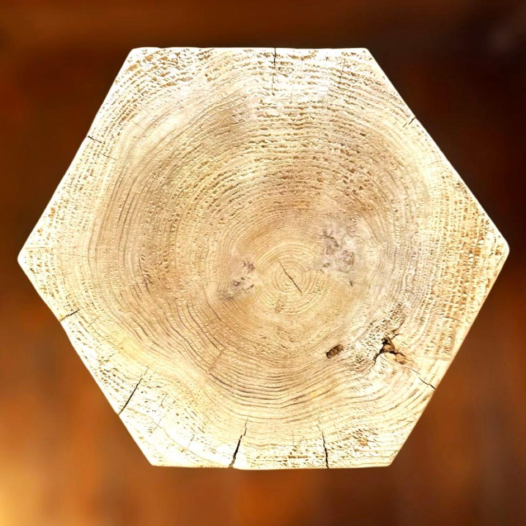 太い丸太スツールhexagon(スギ)#3