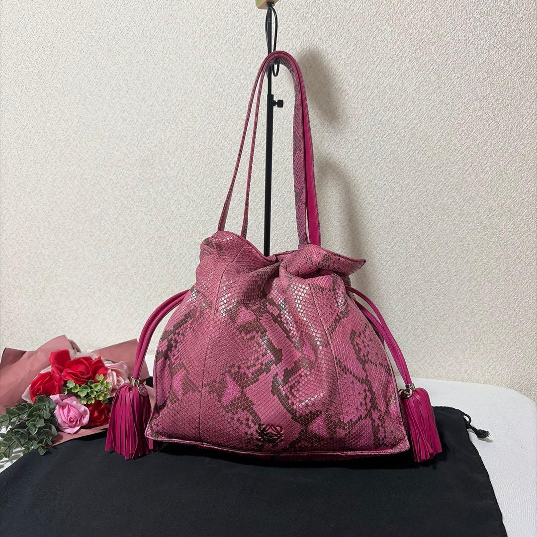 超希少 LOEWE VINTAGE PINK Python フラメンコ バッグ
