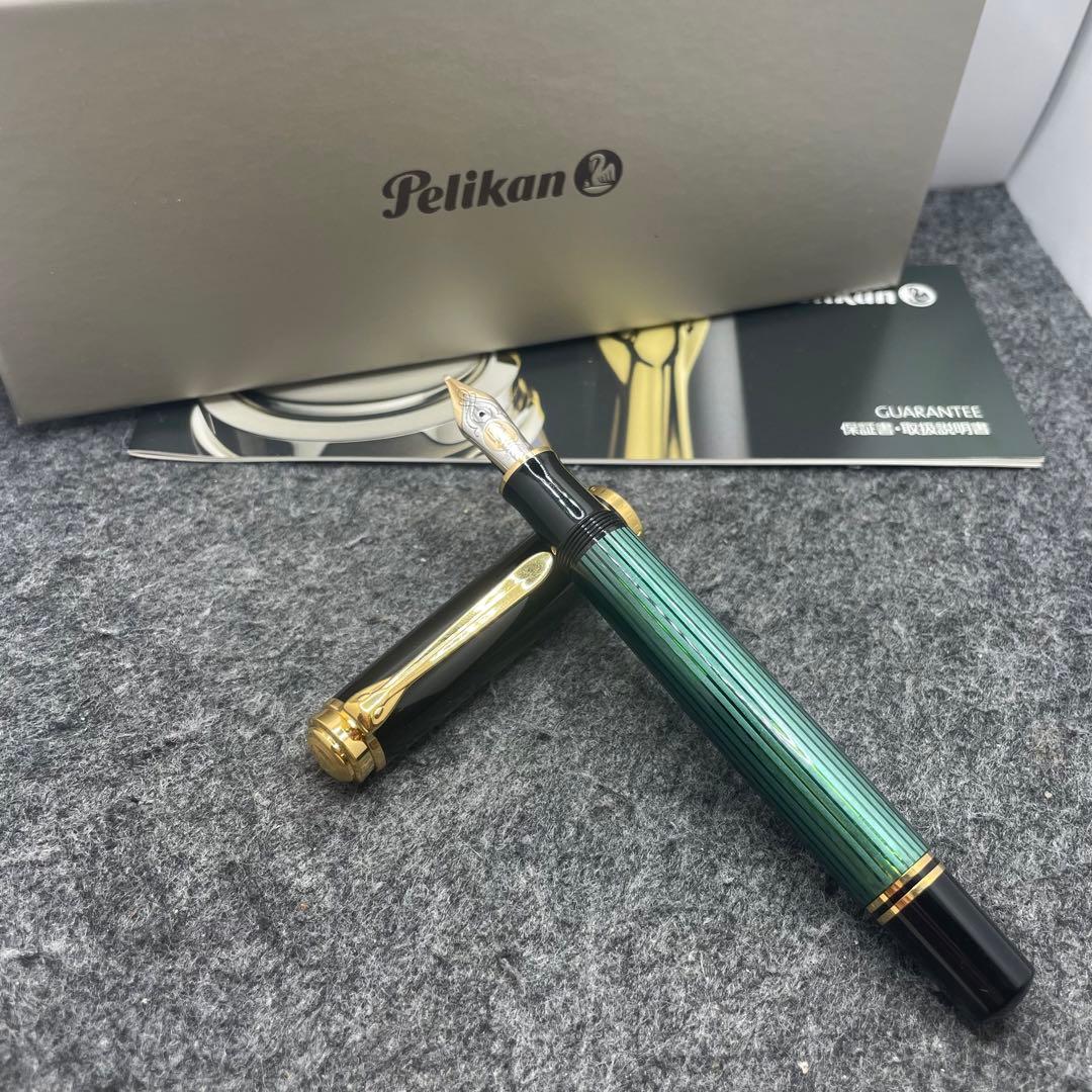 ★PE593□ペリカン スーベレーン M800 万年筆 緑縞 美品